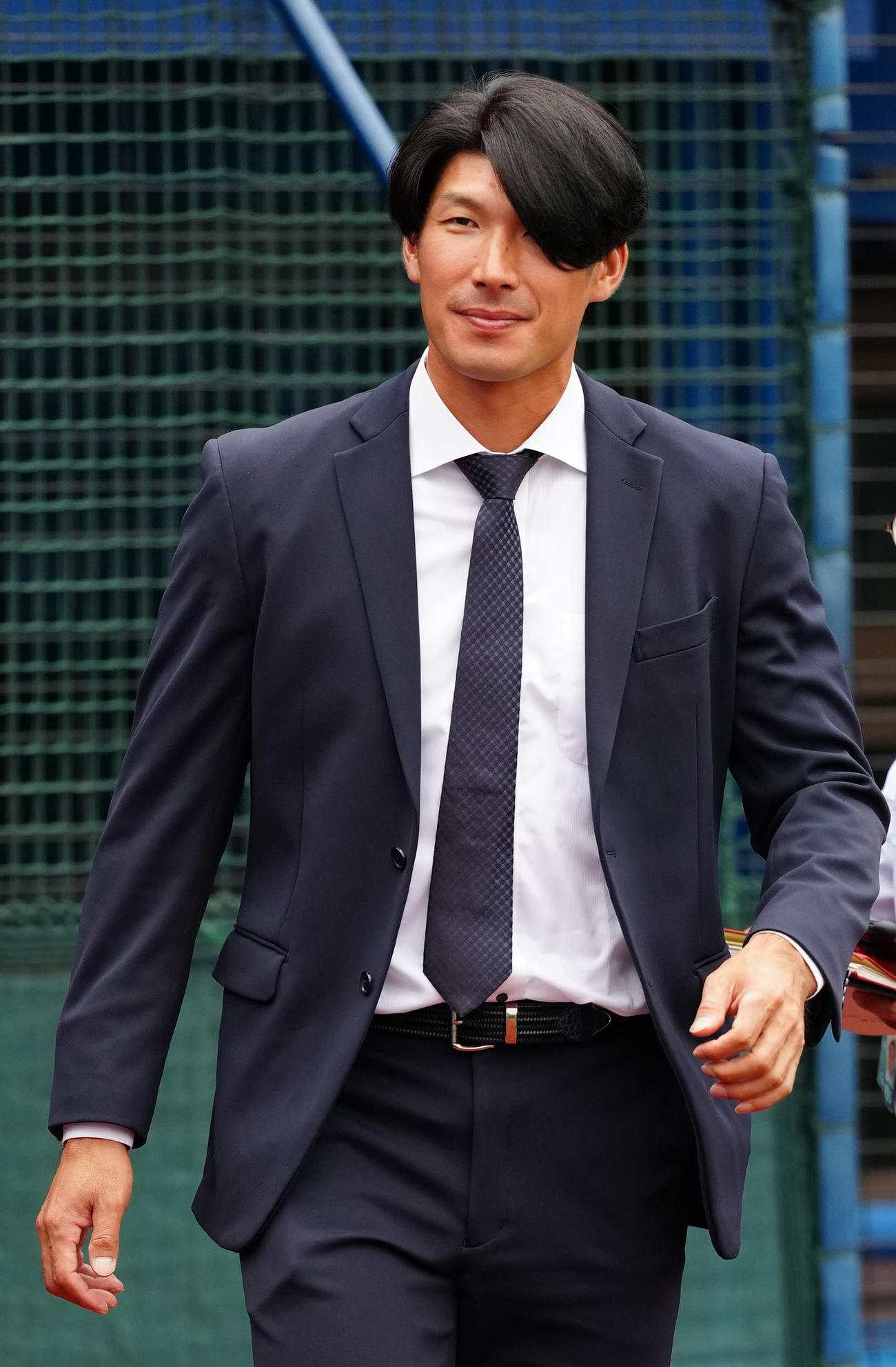 DeNA対阪神　試合前、スタジアムを訪れたDeNA大田（撮影・江口和貴）