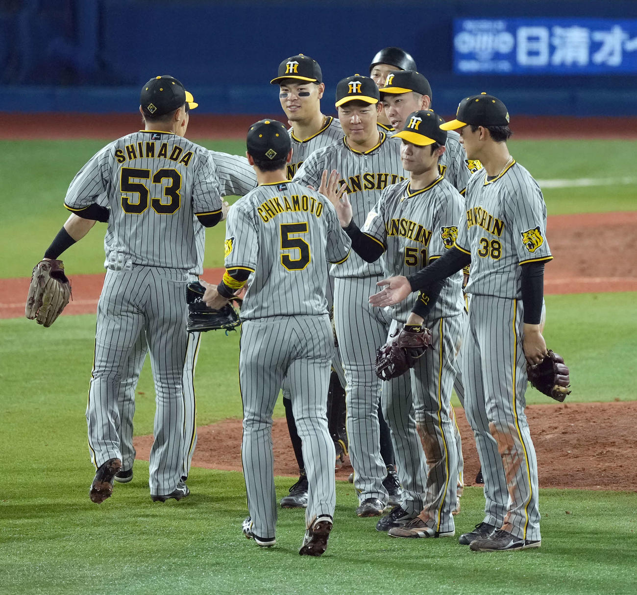 DeNA対阪神　最終戦を勝利で飾った阪神（撮影・たえ見朱実）
