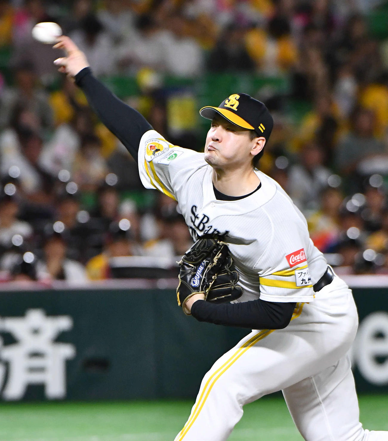 ソフトバンク対楽天　ソフトバンク先発の有原は7回2失点の好投（撮影・岩下翔太）