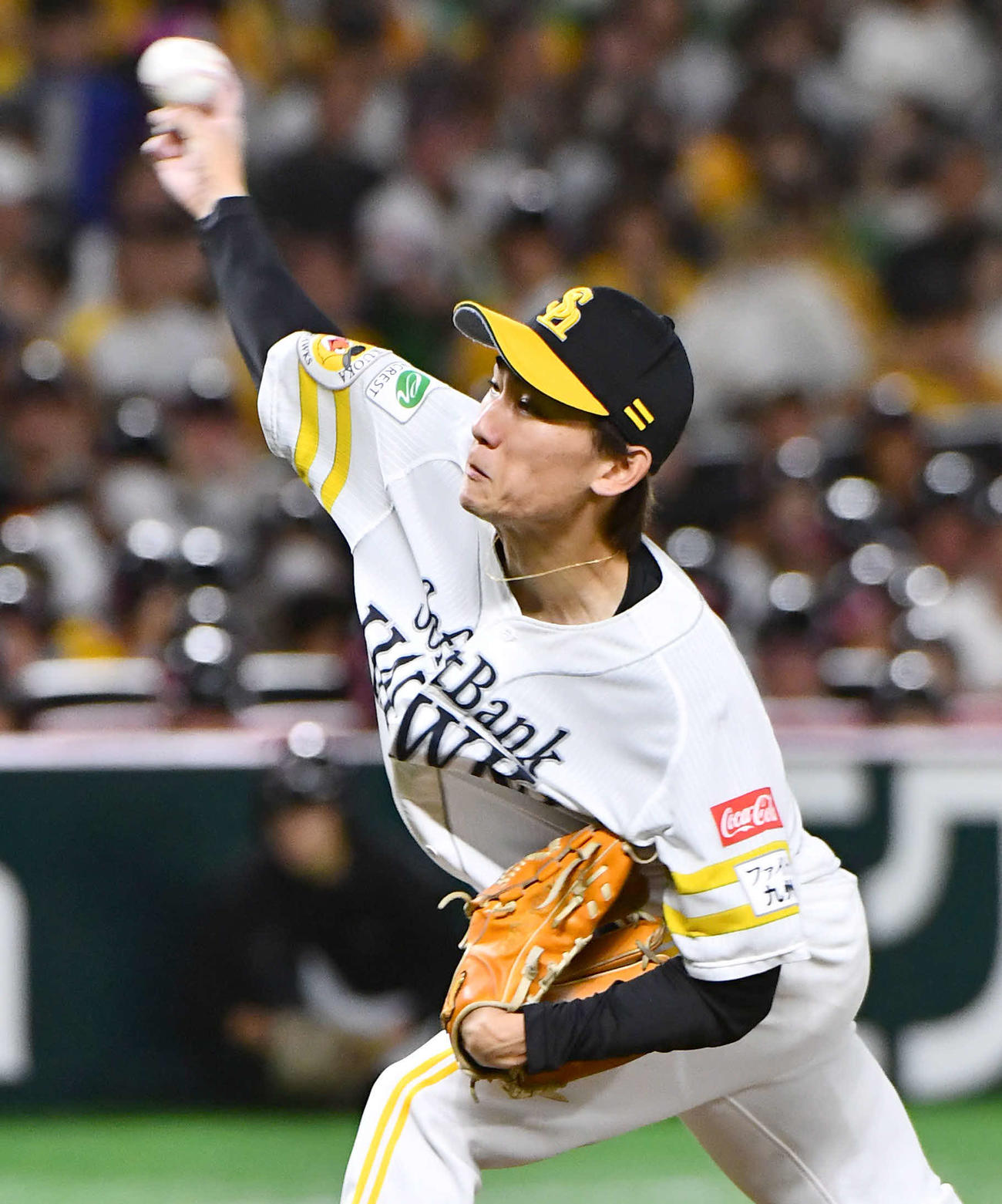 ソフトバンク対ロッテ　ソフトバンク先発の大津（撮影・岩下翔太）