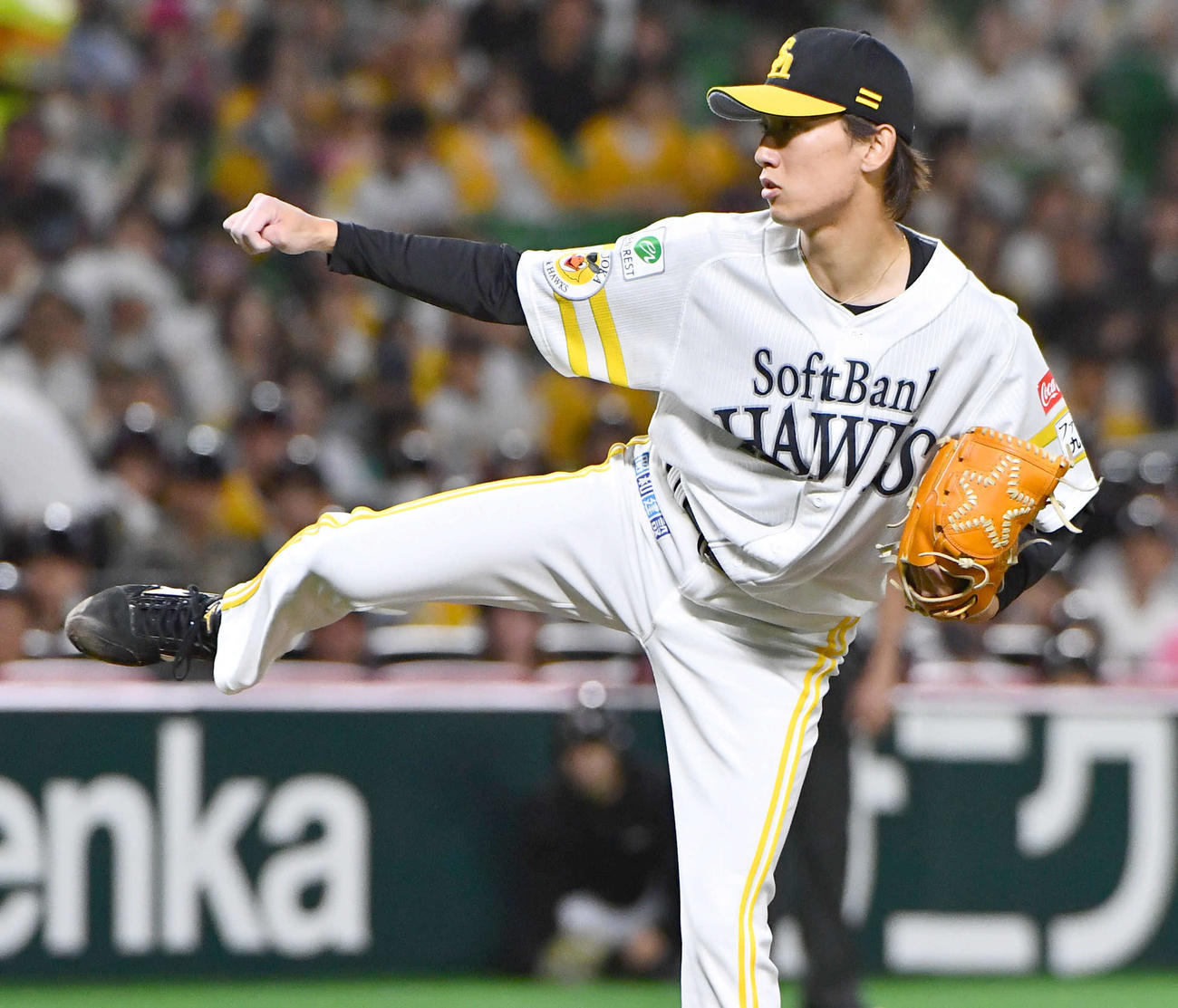 ソフトバンク対ロッテ　ソフトバンク先発の大津（撮影・岩下翔太）