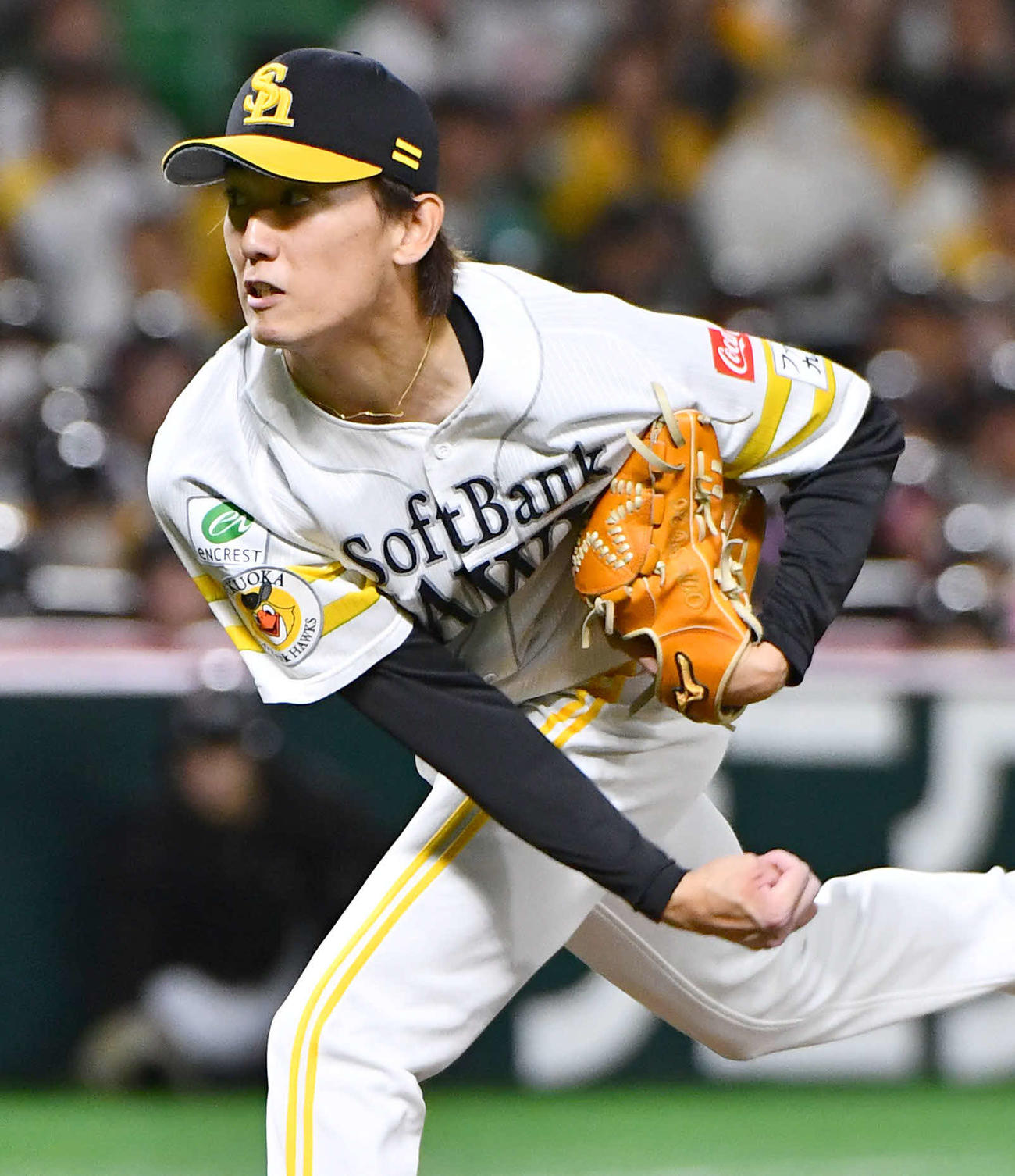 ソフトバンク対ロッテ　ソフトバンク先発の大津（撮影・岩下翔太）