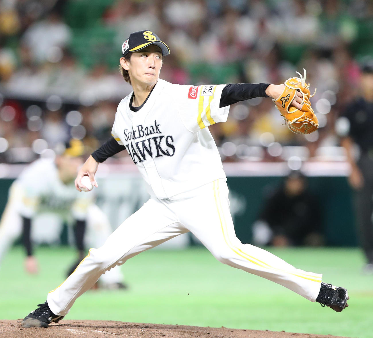 ソフトバンク対ロッテ　ソフトバンク先発の大津（撮影・鬼束羽瑠菜）