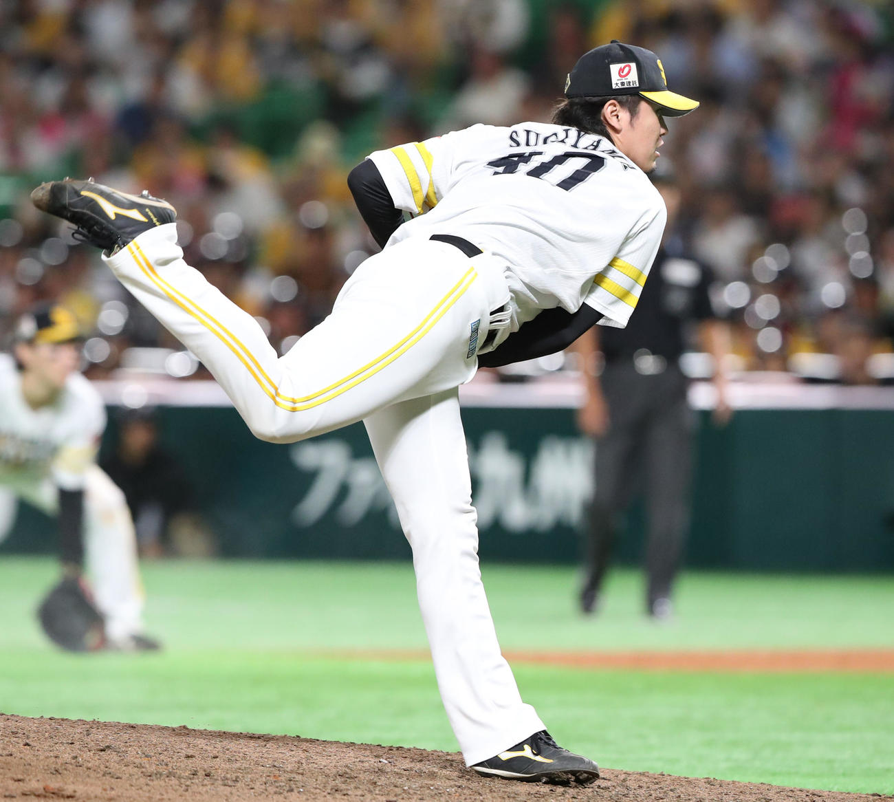 ソフトバンク対ロッテ　4番手で登板した杉山（撮影・鬼束羽瑠菜）