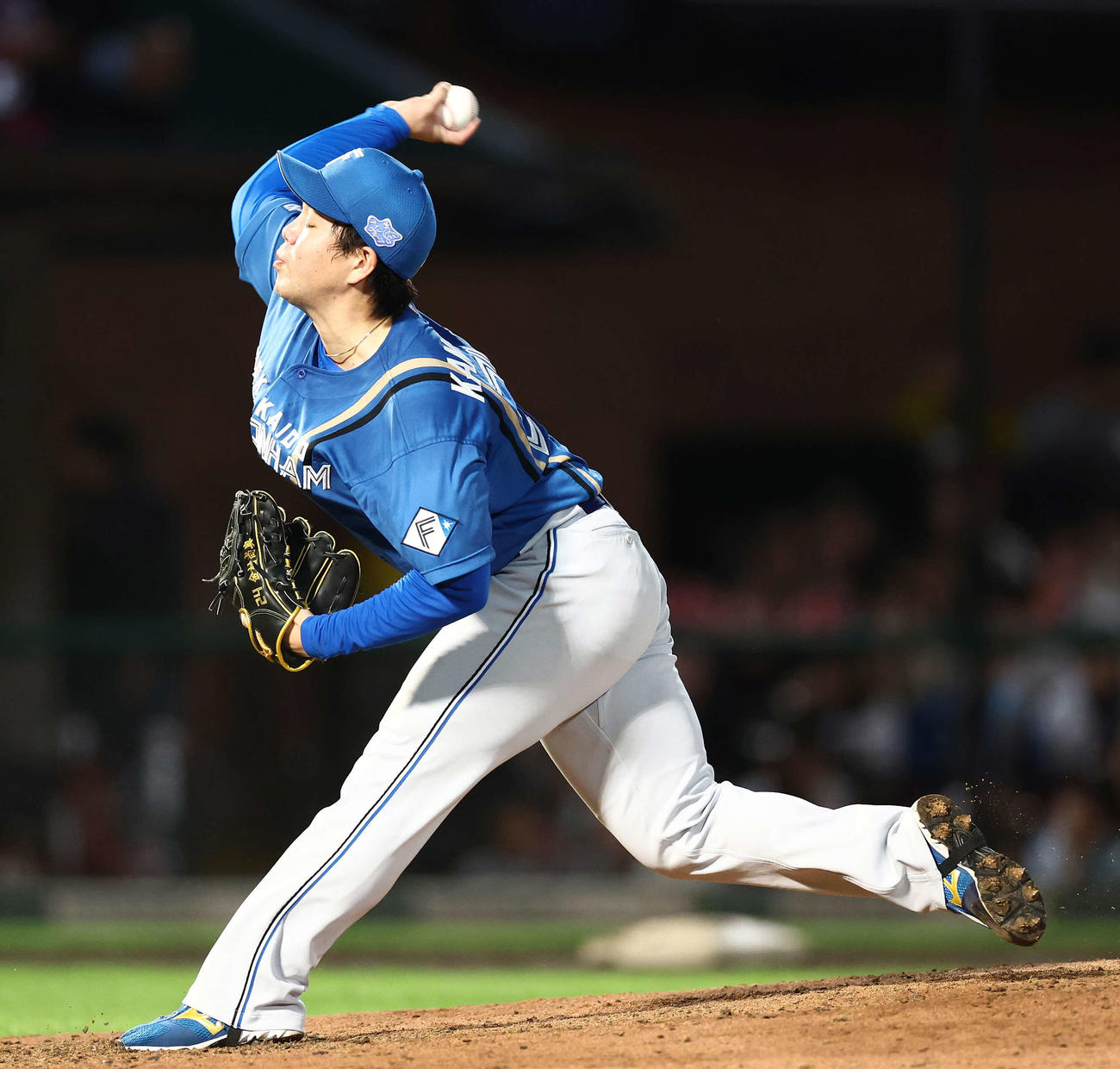 楽天対日本ハム　6回裏、日本ハム4番手で登板する金村（撮影・河田真司）