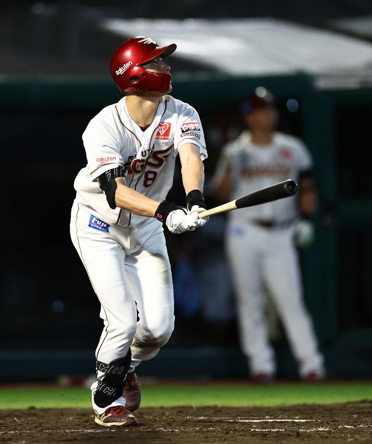 楽天対日本ハム　3回裏楽天1死三塁、中犠飛を放つ辰己（撮影・河田真司）