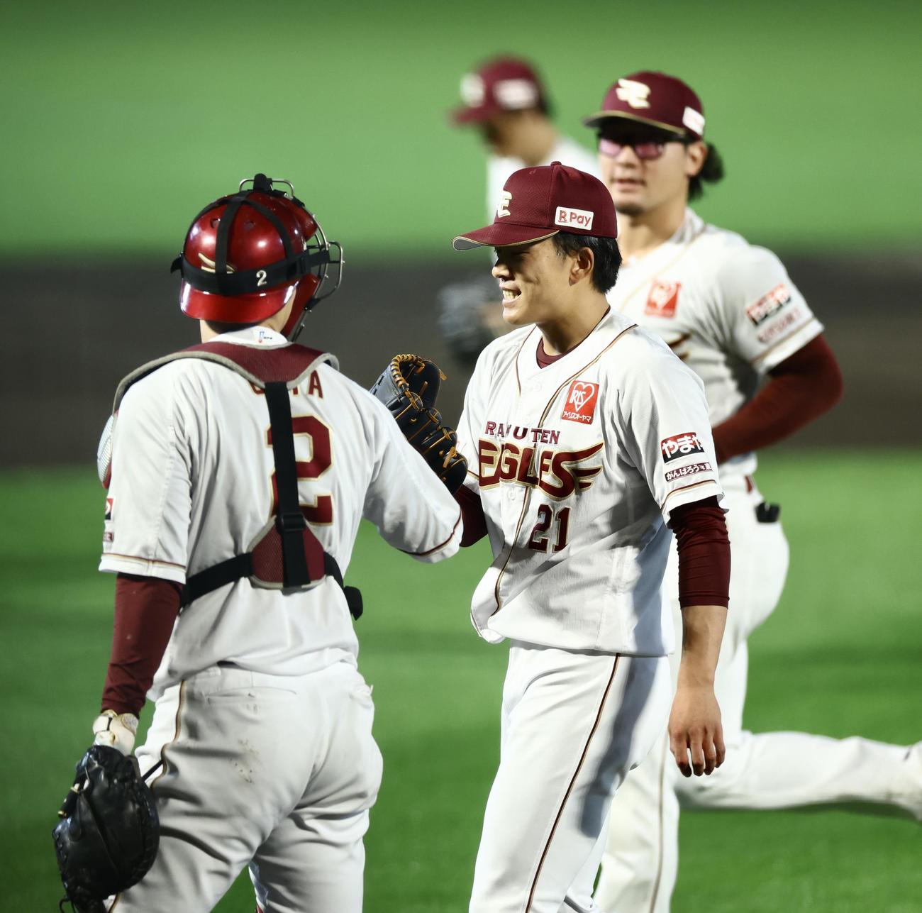 楽天対オリックス　1回表を抑える早川（撮影・河田真司）