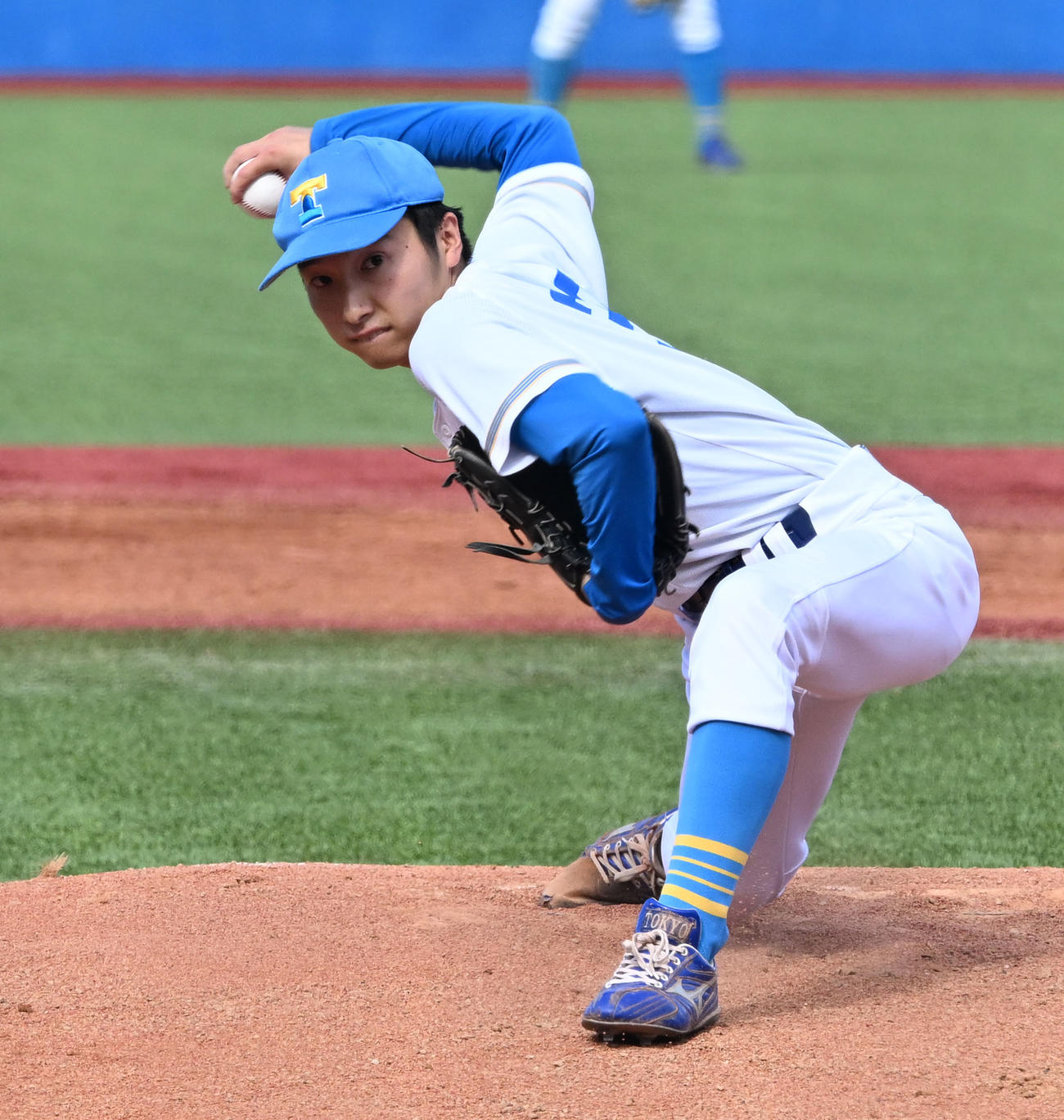 東京6大学野球春季リーグ戦　慶大対東大　慶大戦に先発した東大・渡辺（撮影・千葉一成）
