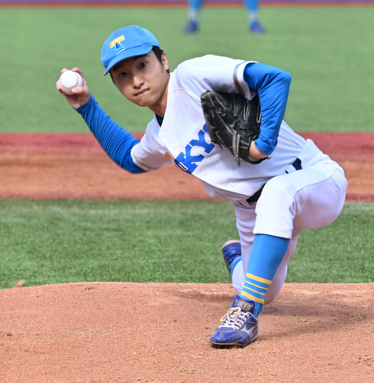 東京6大学野球春季リーグ戦　慶大対東大　慶大戦に先発した東大・渡辺（撮影・千葉一成）