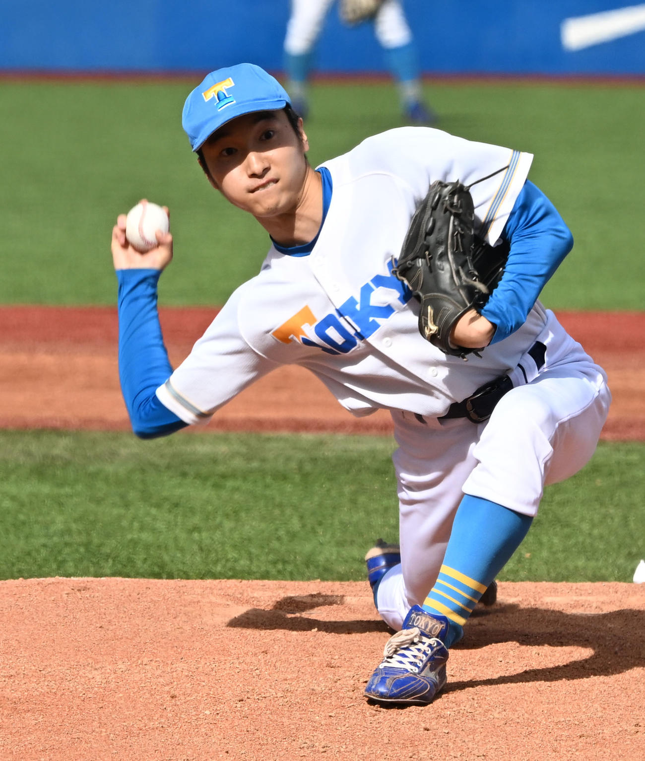 東京6大学野球春季リーグ戦　慶大対東大　慶大戦に先発した東大・渡辺（撮影・千葉一成）