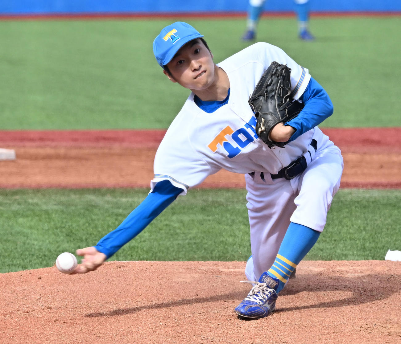 東京6大学野球春季リーグ戦　慶大対東大　慶大戦に先発した東大・渡辺（撮影・千葉一成）