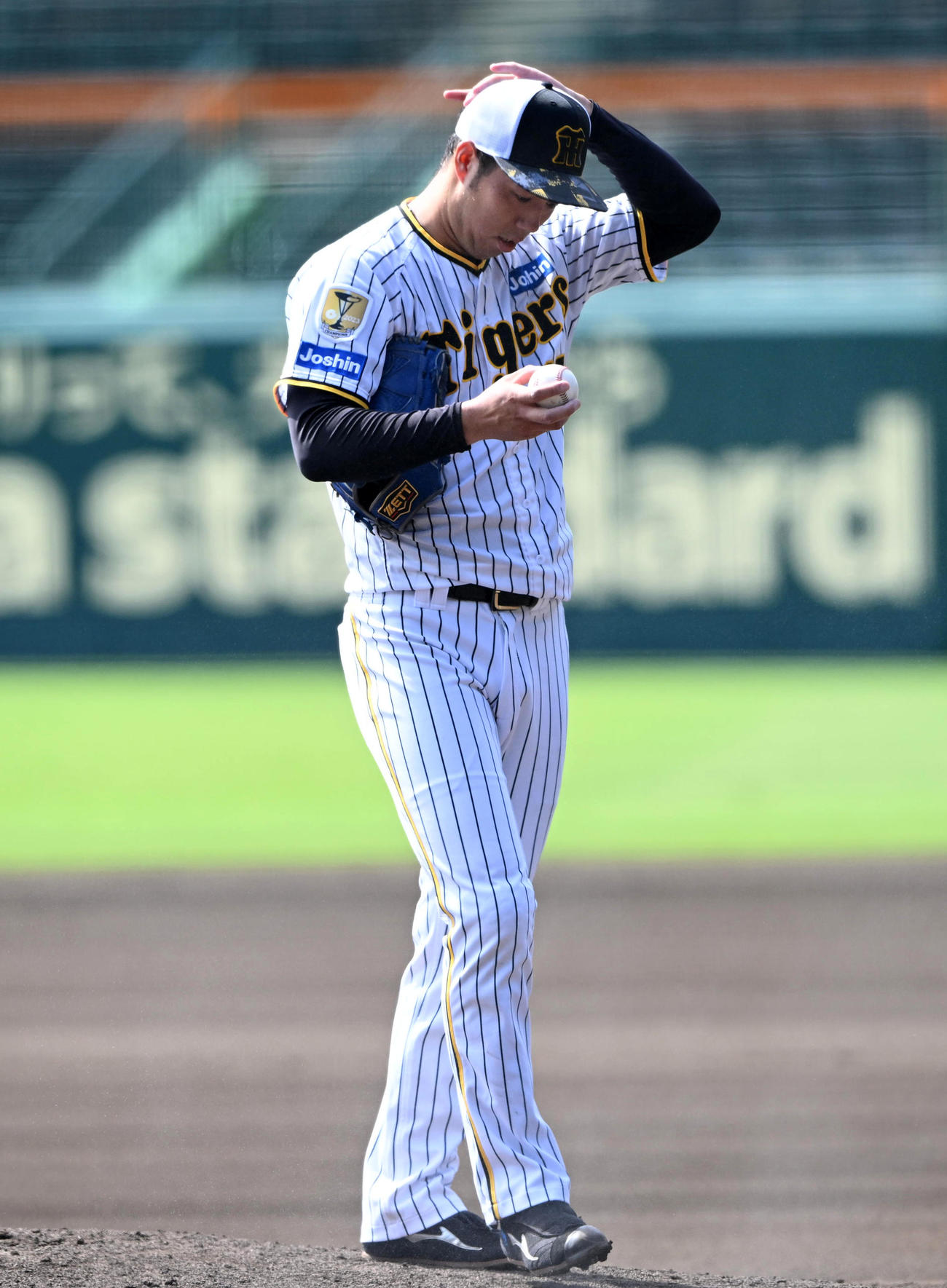 シート打撃に登板した青柳（撮影・前岡正明）