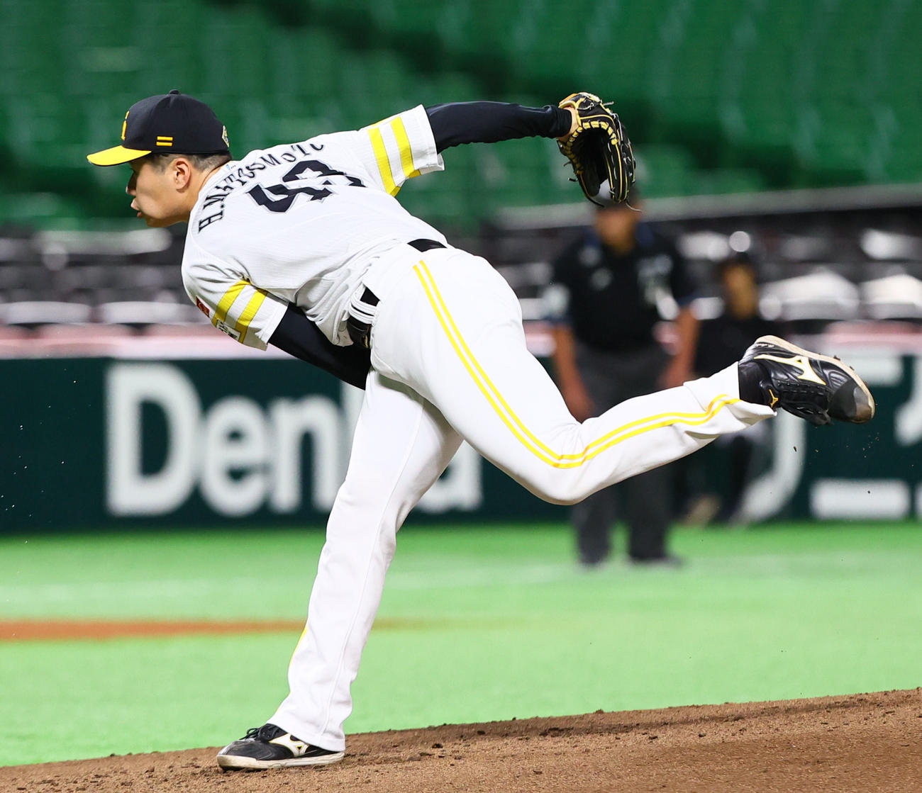 ソフトバンク対NCダイノス　ソフトバンク先発の松本晴（撮影・鬼束羽瑠菜）