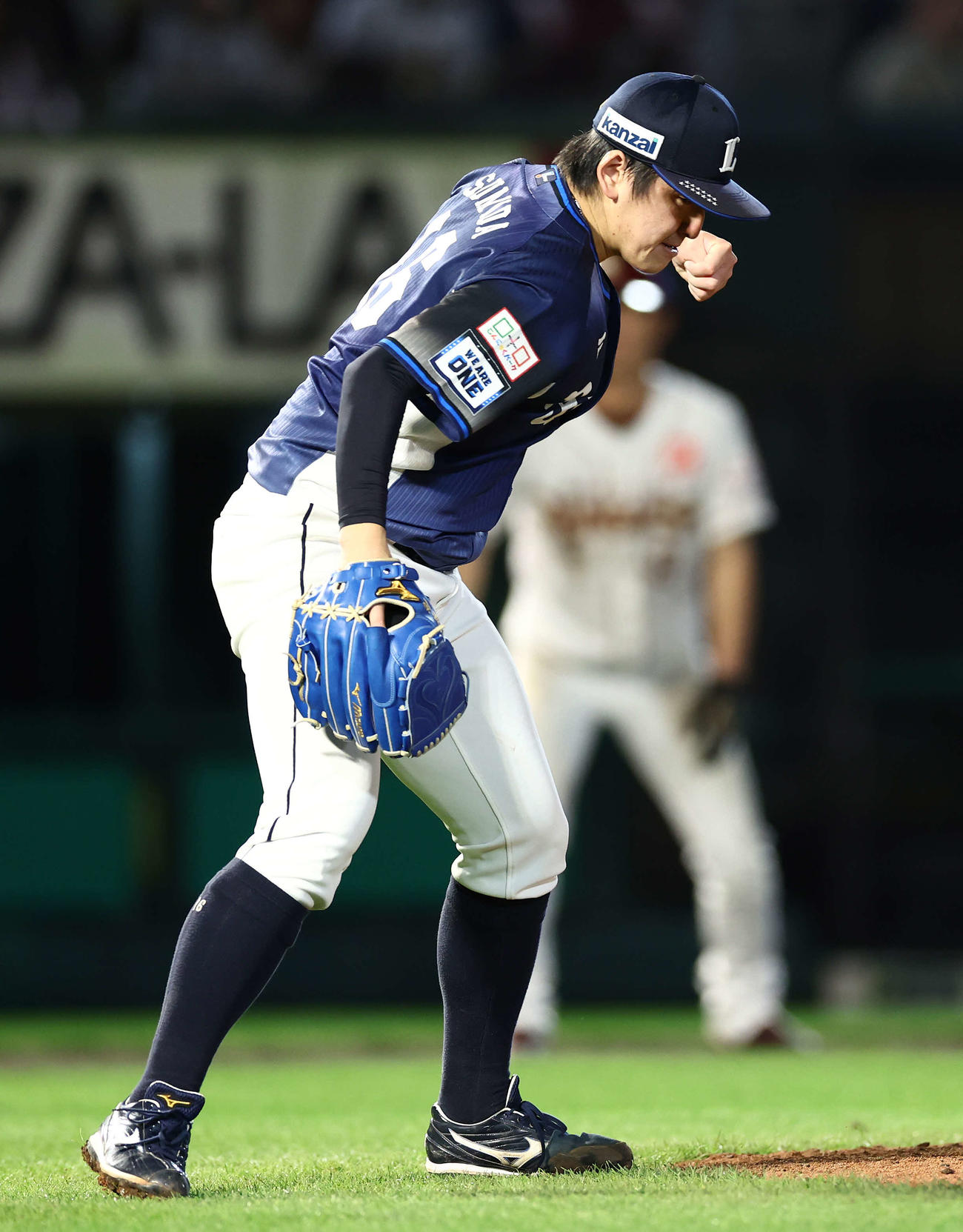 楽天対西武　8回裏楽天2死二、三塁、安田悠馬を空振り三振に仕留める隅田（撮影・河田真司）