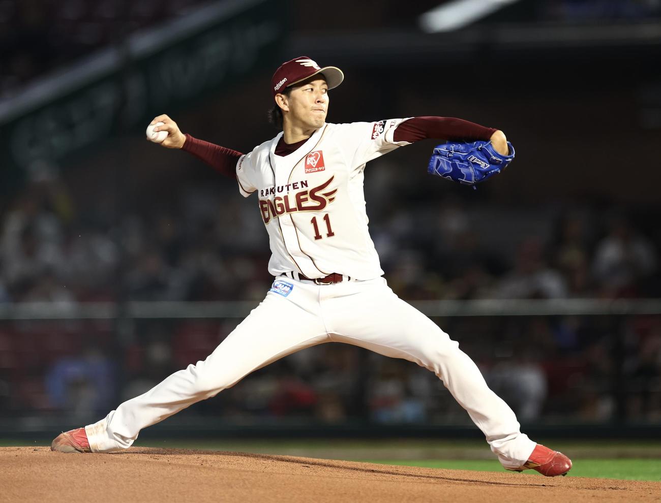 楽天対西武　先発登板する楽天岸（撮影・河田真司）