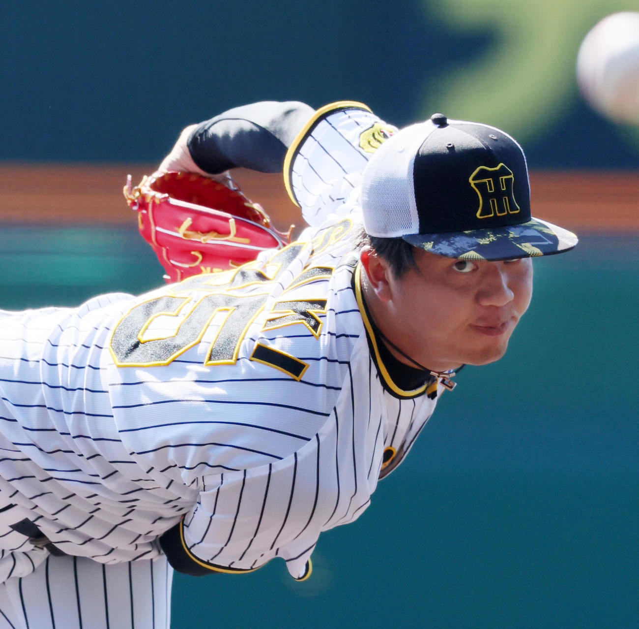 マウンドで投球練習を行った才木（撮影・加藤哉）