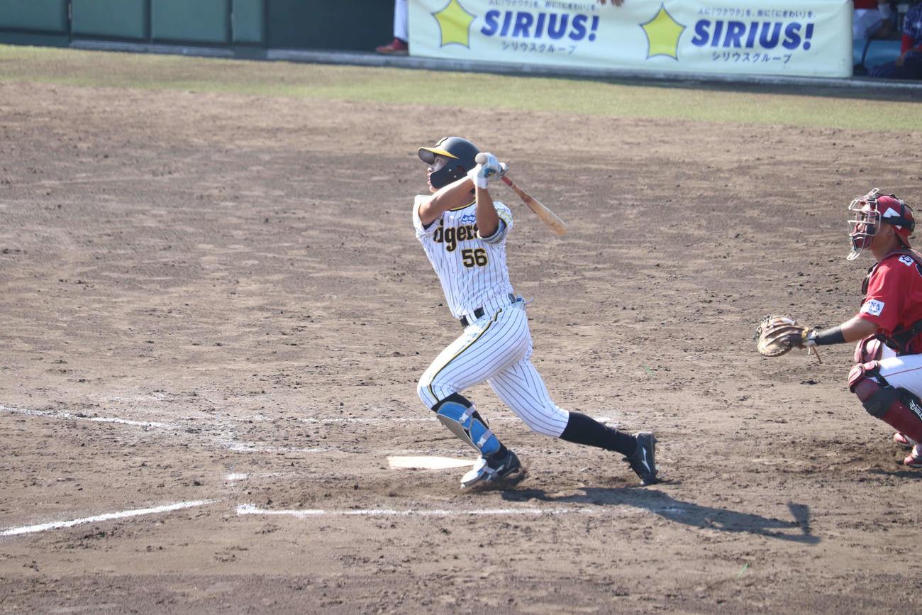 みやざきフェニックスリーグの日本独立リーグ野球機構選抜戦に出場した阪神百崎蒼生内野手