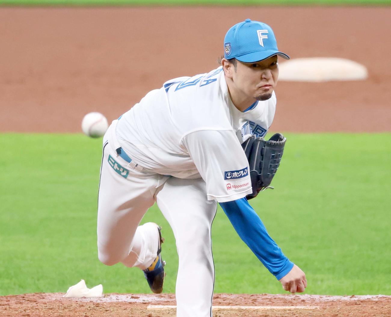 シート打撃で登板する日本ハム池田（撮影・黒川智章）
