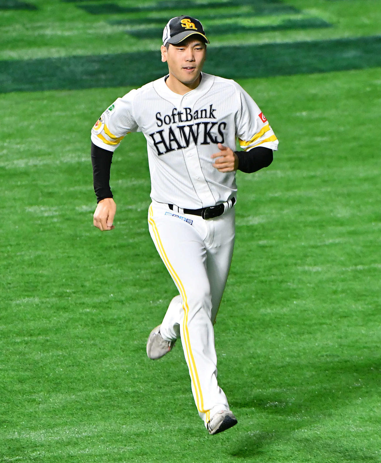 走り込みを行う石川（撮影・岩下翔太）