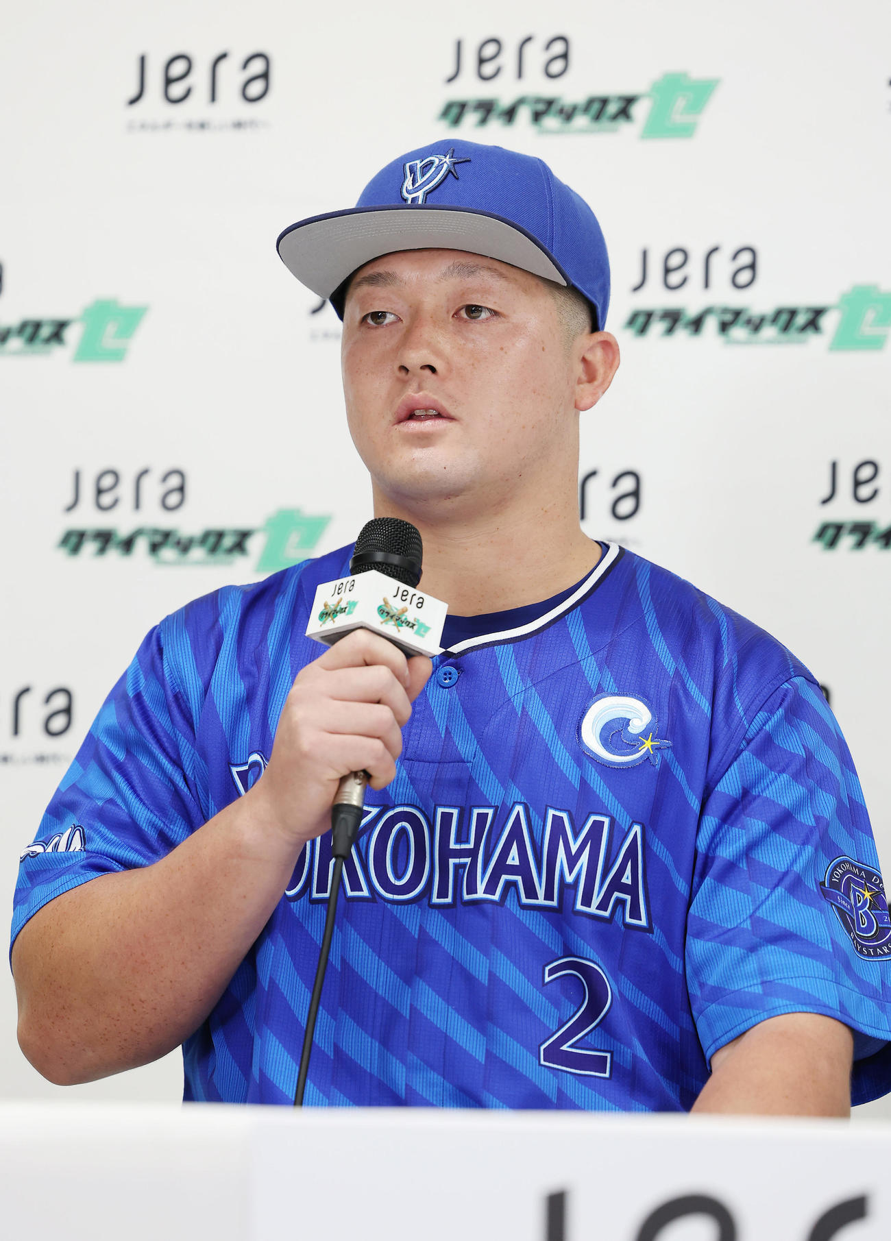 セ・リーグCSファーストSの前日会見に臨むDeNA牧（撮影・前田充）