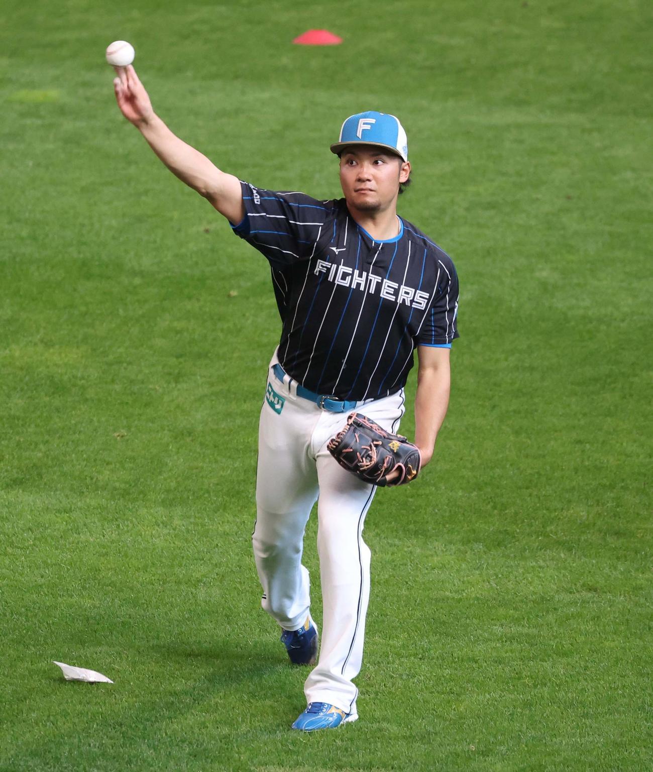 キャッチボールする日本ハム伊藤（撮影・黒川智章）