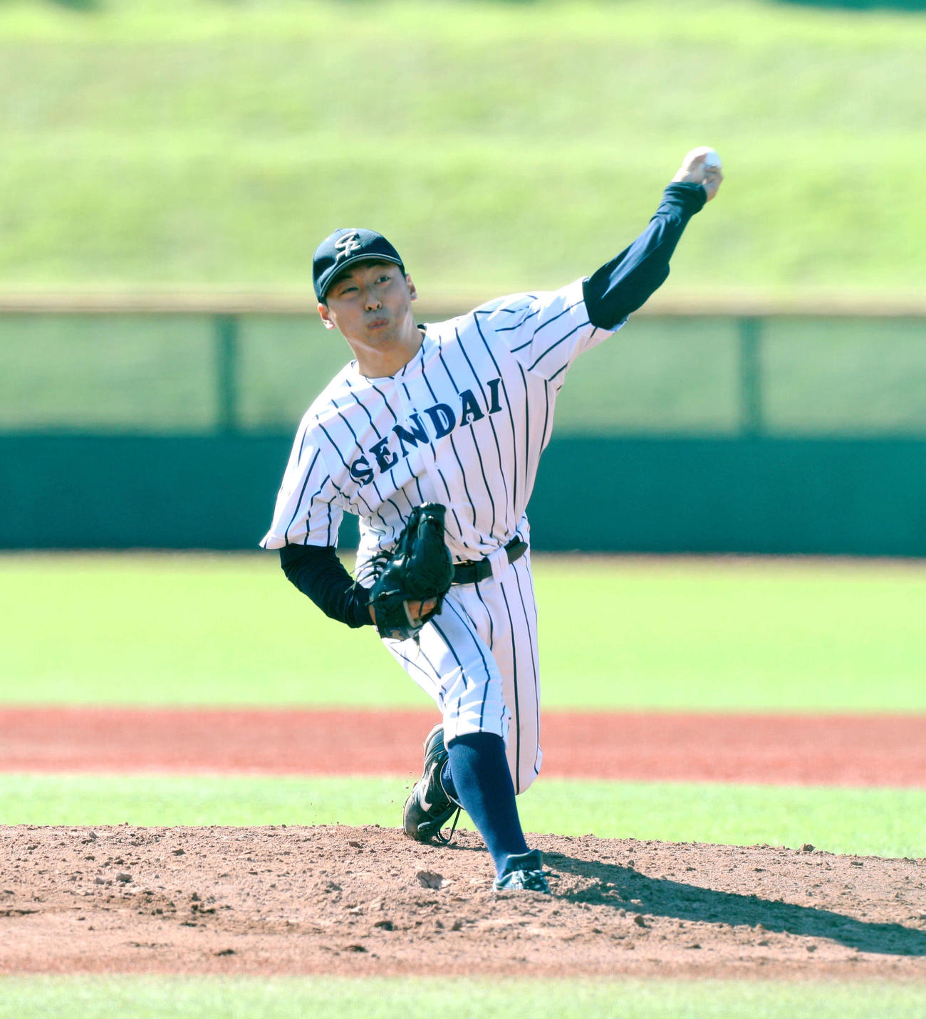 仙台大対東北福祉大　先発した仙台大・渡辺一（撮影・木村有優）
