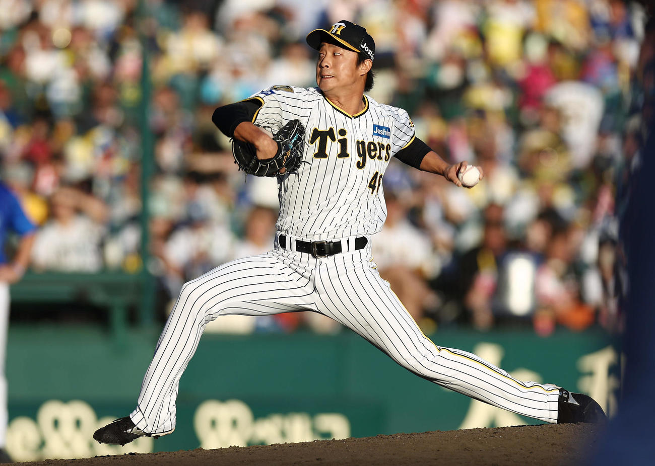 阪神対DeNA　阪神4番手の島本（撮影・前田充）