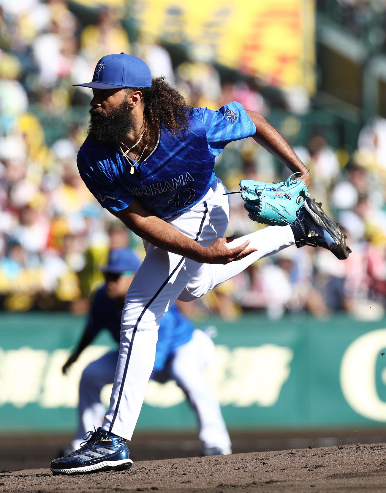 阪神対DeNA　力投するDeNA先発のジャクソン（撮影・前田充）