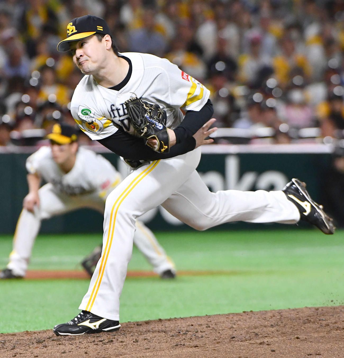 ソフトバンク対日本ハム　ソフトバンク先発の有原（撮影・岩下翔太）