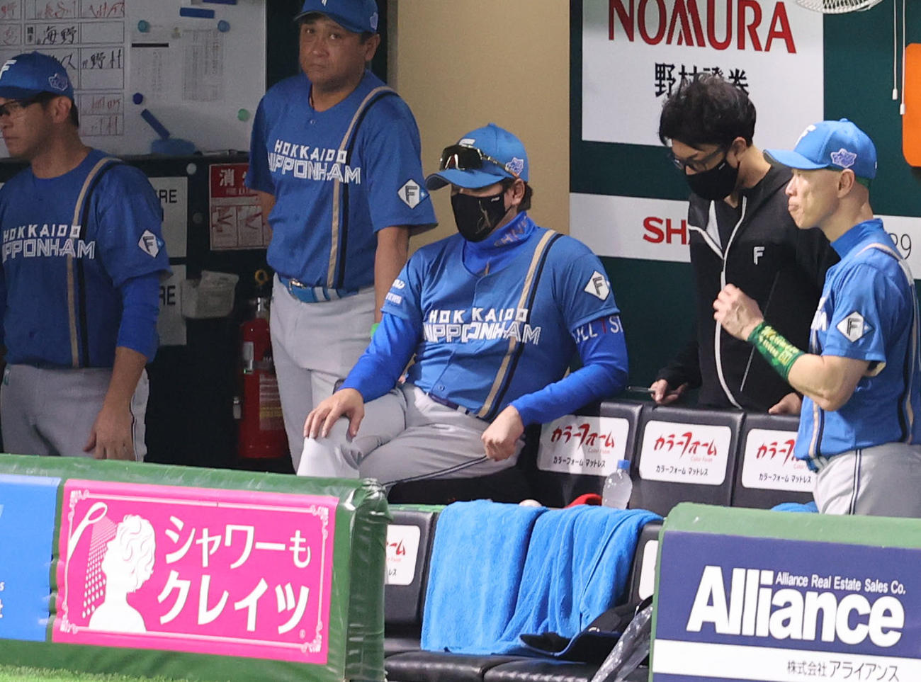 ソフトバンク対日本ハム　ベンチから戦況を見る新庄監督（撮影・梅根麻紀）