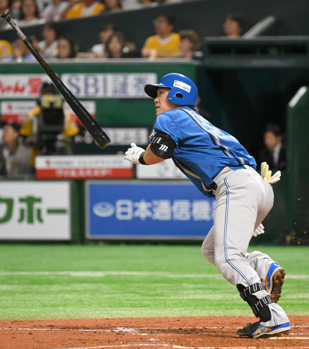 ソフトバンク対日本ハム　3回表日本ハム無死、伏見は左越えに本塁打を放つ（撮影・林敢治）