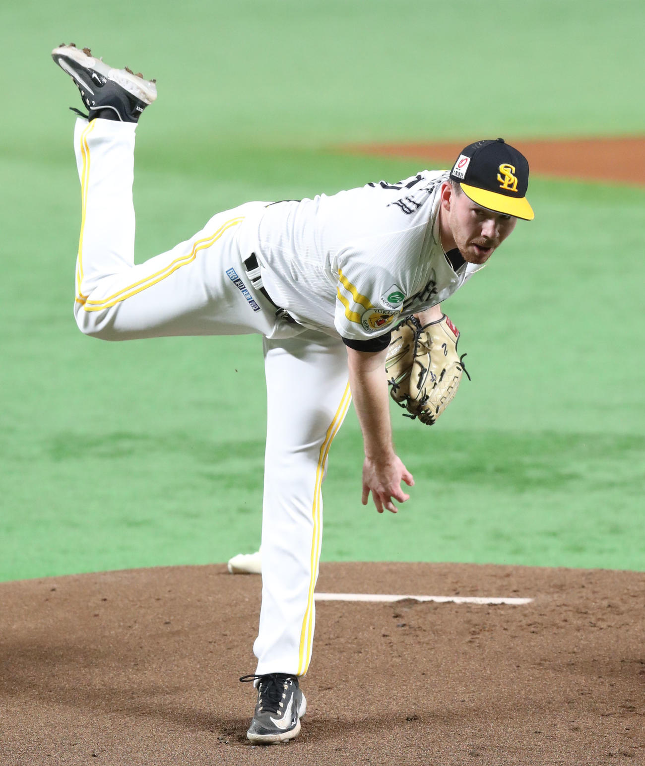 ソフトバンク対日本ハム　ソフトバンク先発のスチュワート（撮影・鬼束羽瑠菜）