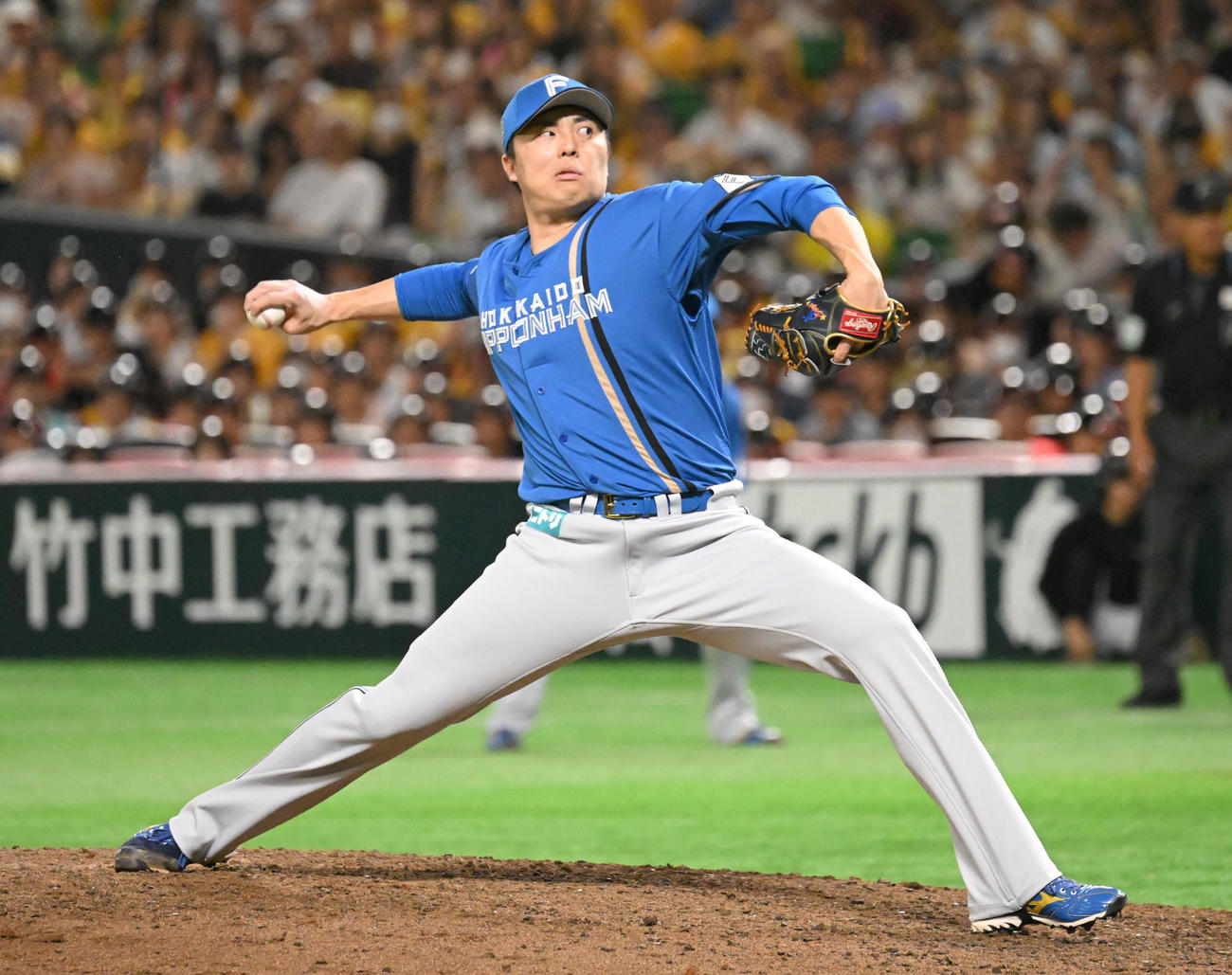 ソフトバンク対日本ハム　日本ハム5番手投手・田中正（撮影・林敢治）