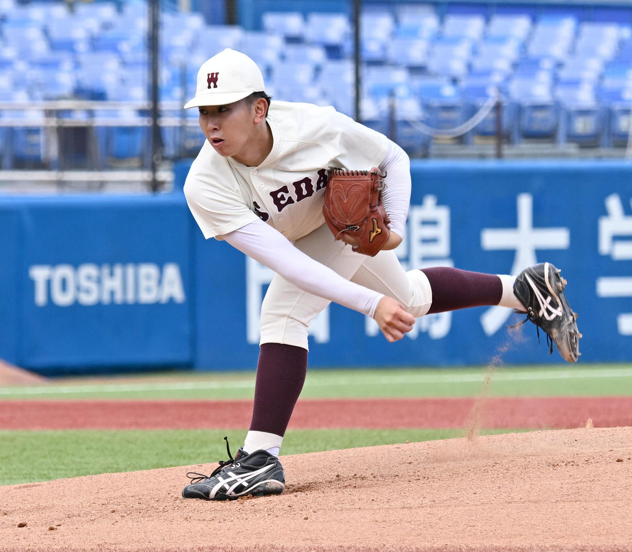 東京6大学野球秋季リーグ戦　早大対明大　明大戦に先発した早大・伊藤樹（撮影・千葉一成）