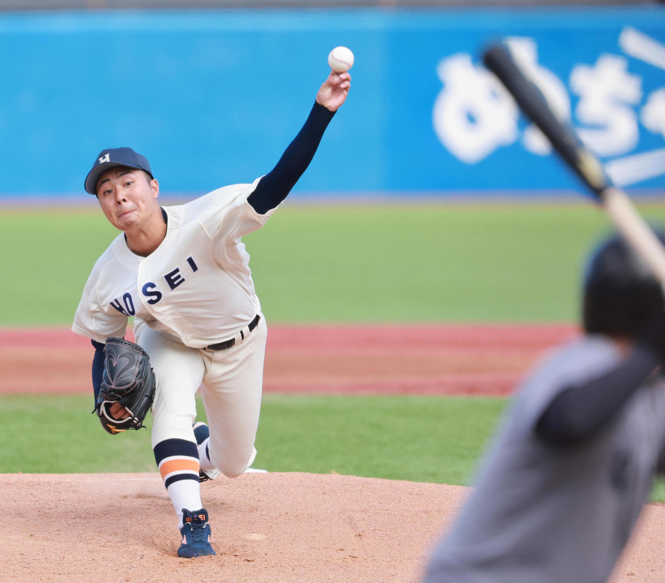 慶大対法大　法大先発の吉鶴（撮影・野上伸悟）