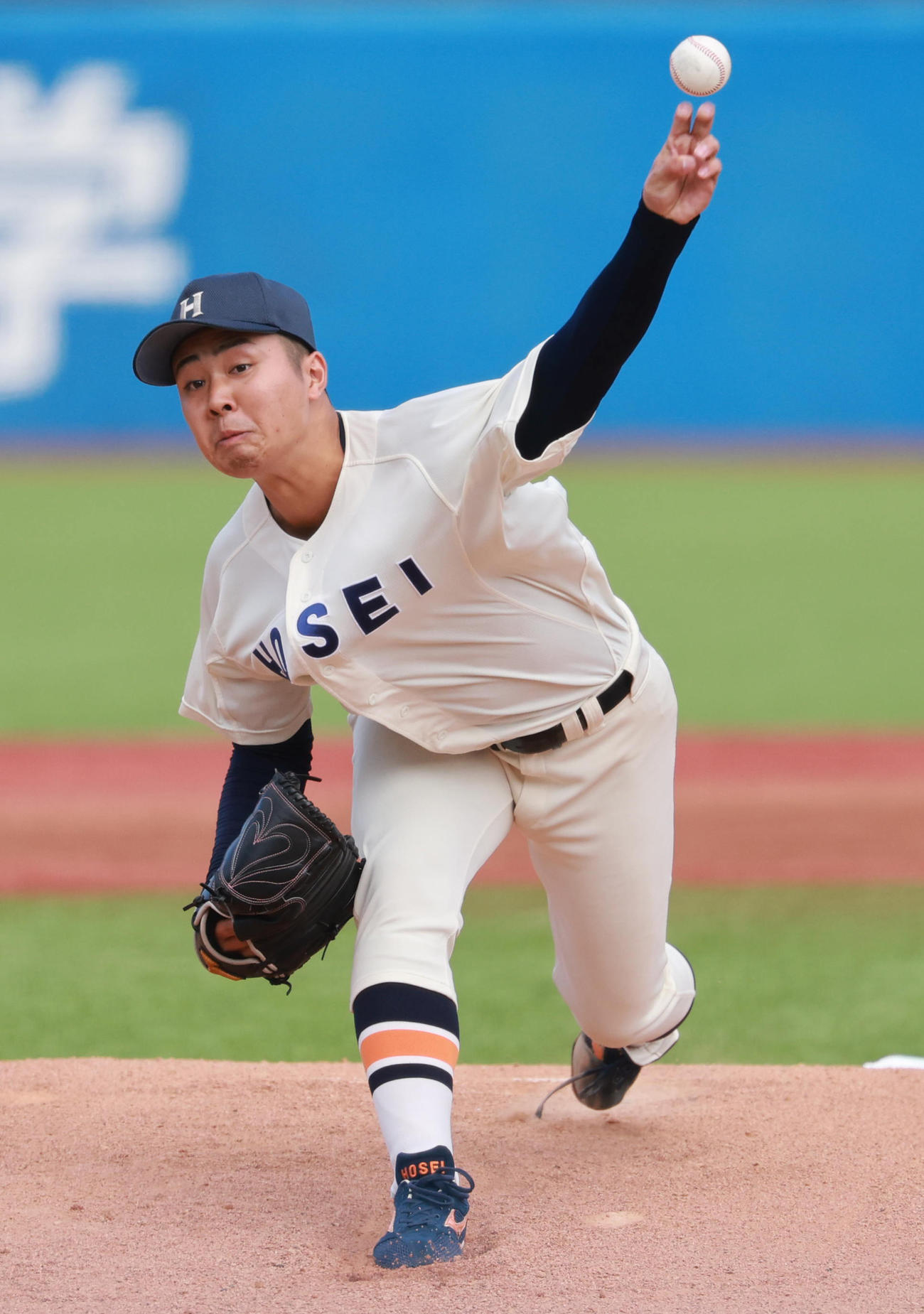慶大対法大　法大先発の吉鶴（撮影・野上伸悟）