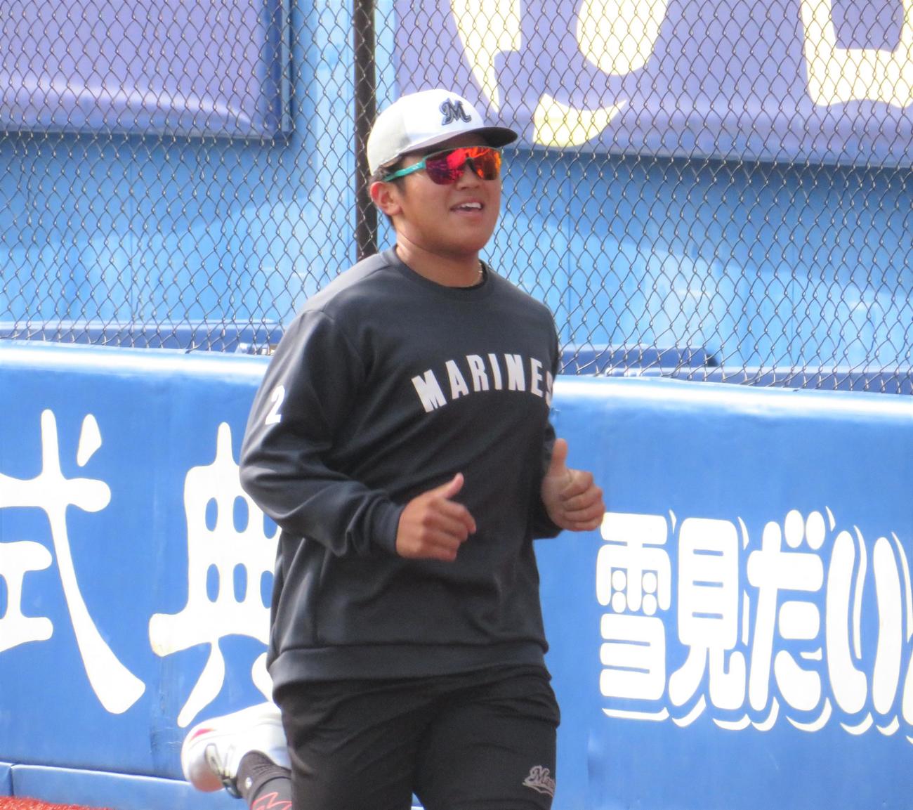 ランニングをおこなう松川（撮影・星夏穂）