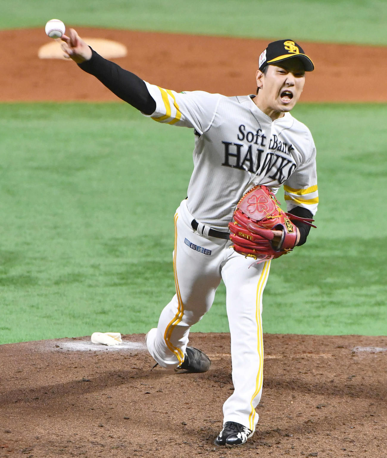 ライブBPで投球する石川（撮影・岩下翔太）