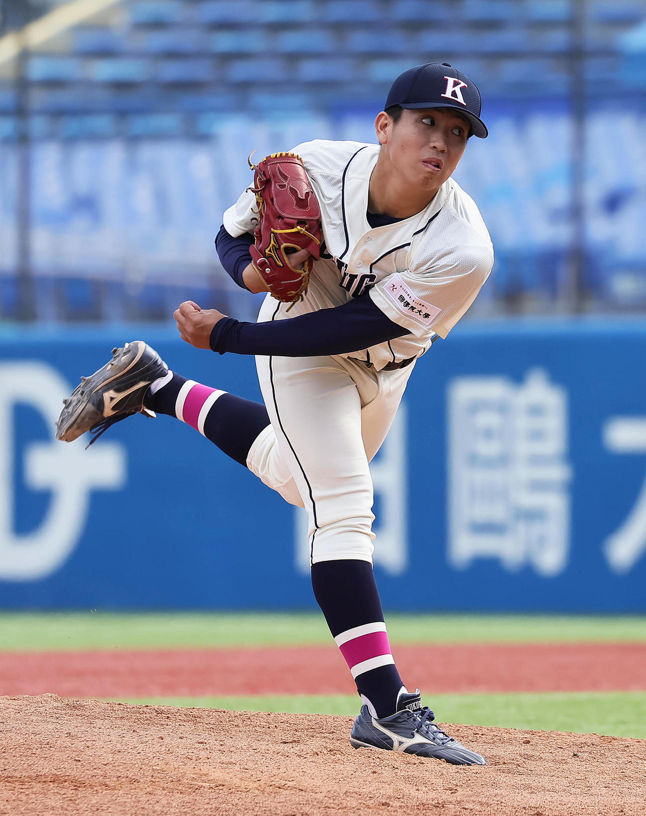 国学院大対東農大　国学院大先発の当山（撮影・足立雅史）