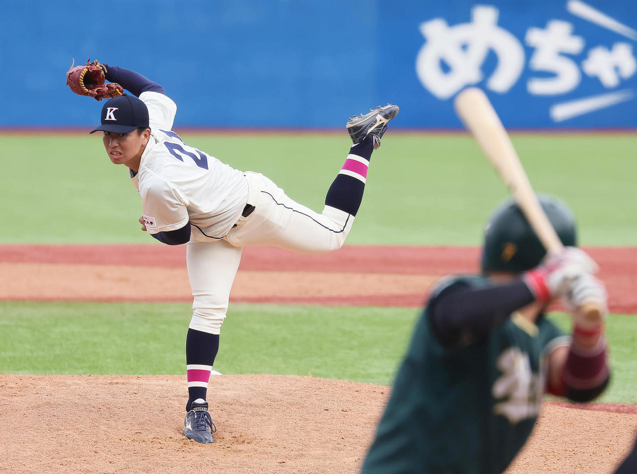 国学院大対東農大　国学院大先発の当山（撮影・足立雅史）