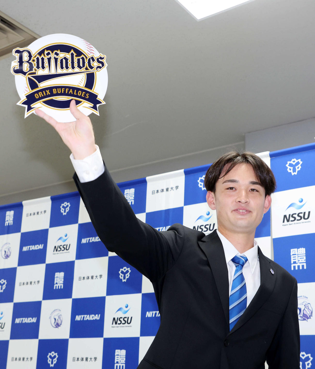オリックス2位指名を受けた日体大・寺西（撮影・鈴木正人）