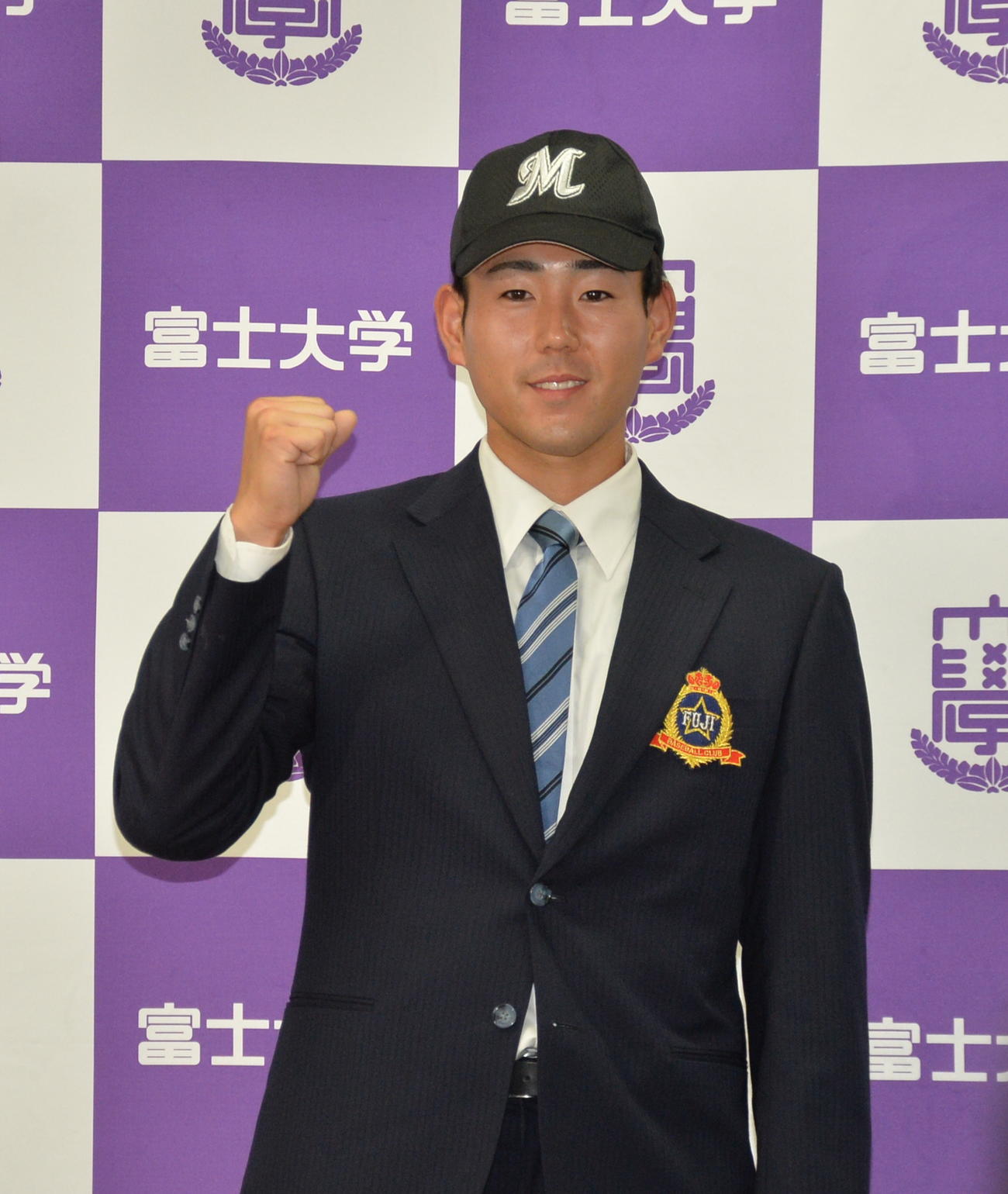 ロッテから育成3位で指名された富士大・長島（撮影・浜本神威）