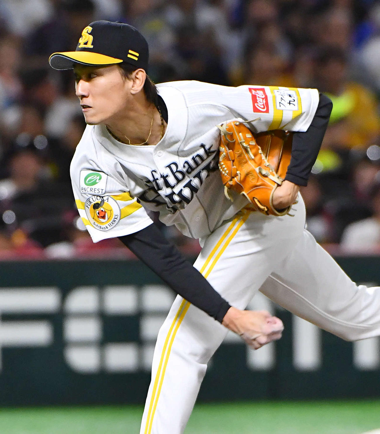 ソフトバンク対DeNA 5回表から登板した、ソフトバンク2番手の大津（撮影・岩下翔太）