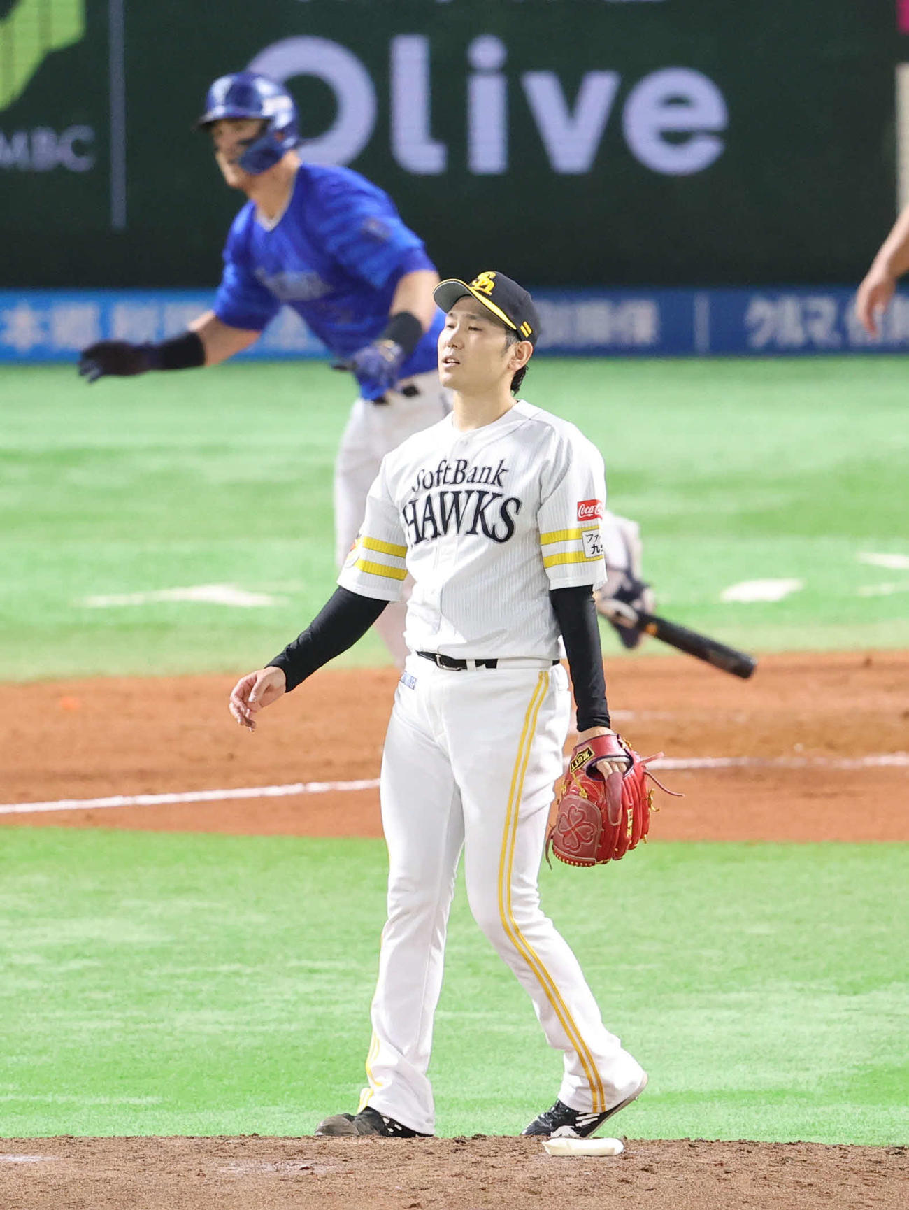 ソフトバンク対DeNA 4回表DeNA1死、石川はオースティンに右越え先制本塁打を浴びる（撮影・梅根麻紀）