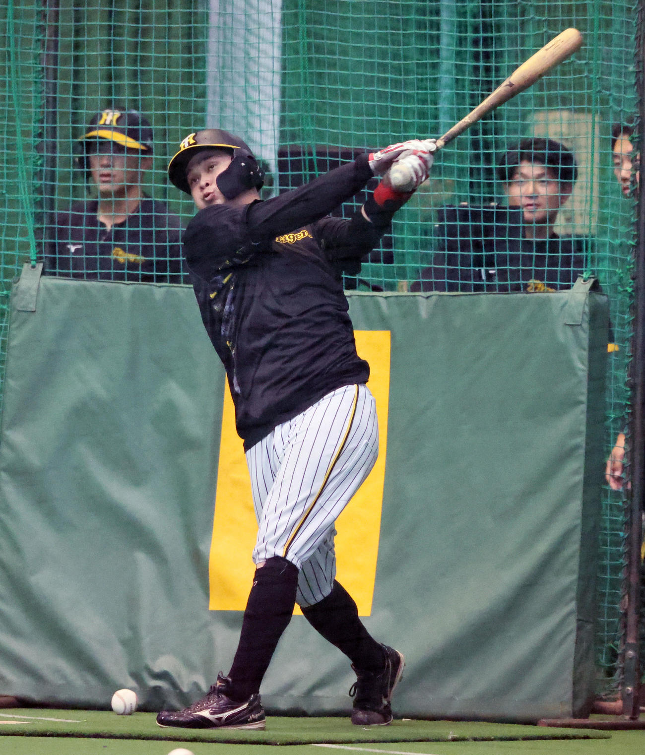 秋季キャンプ初日、打撃練習する野口（撮影・加藤哉）