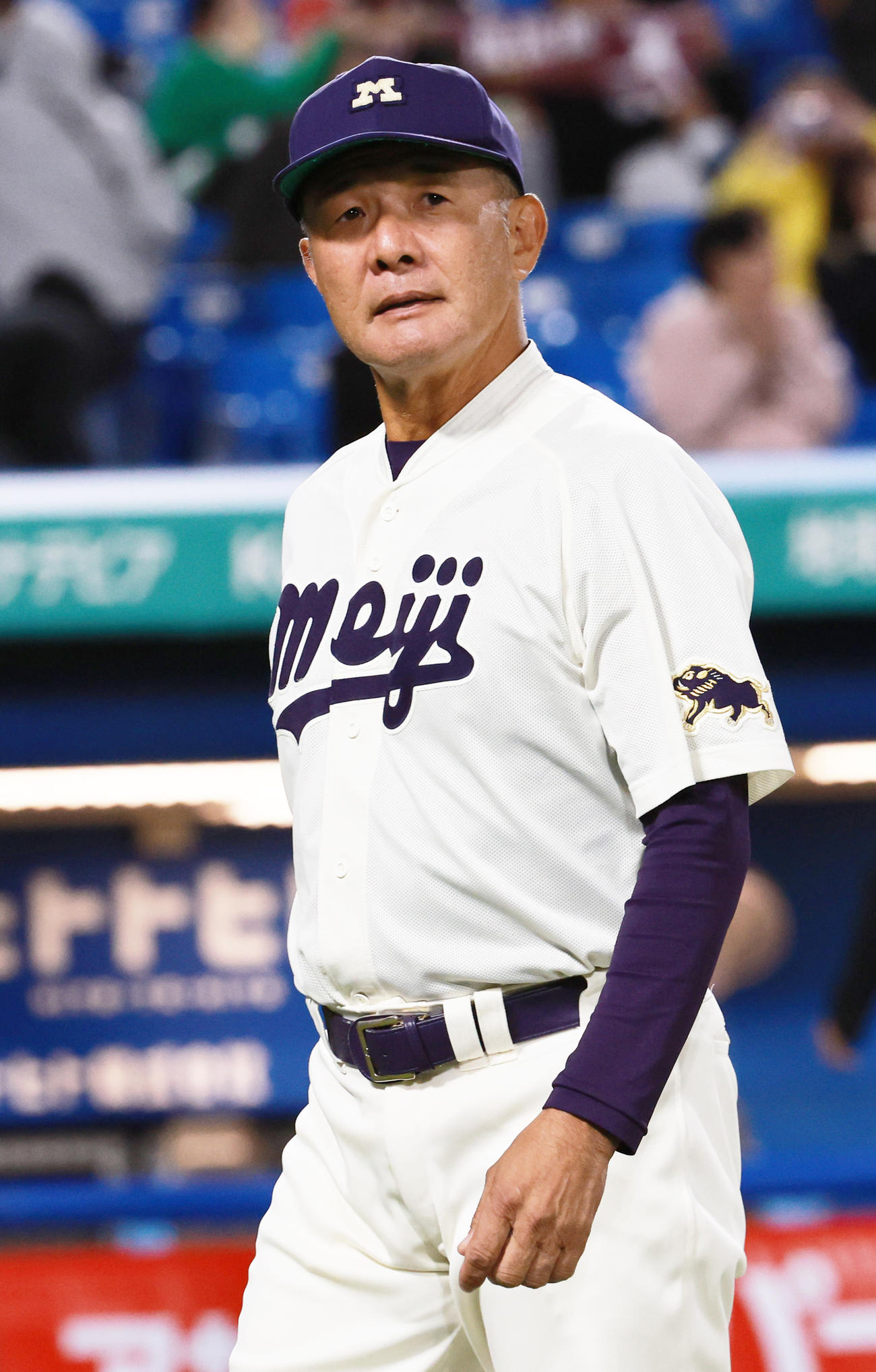 明大・戸塚俊美助監督（2024年10月20日撮影）