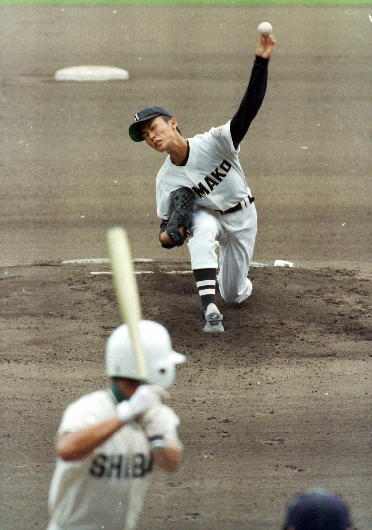 浜田対新発田農　2回戦の新発田農戦に先発した浜田の和田毅（1998年8月13日撮影）