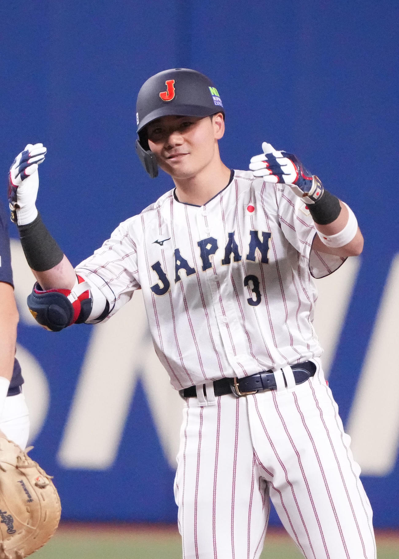 日本対チェコ　6回裏日本無死三塁、中適時二塁打を放った清宮（撮影・森本幸一）