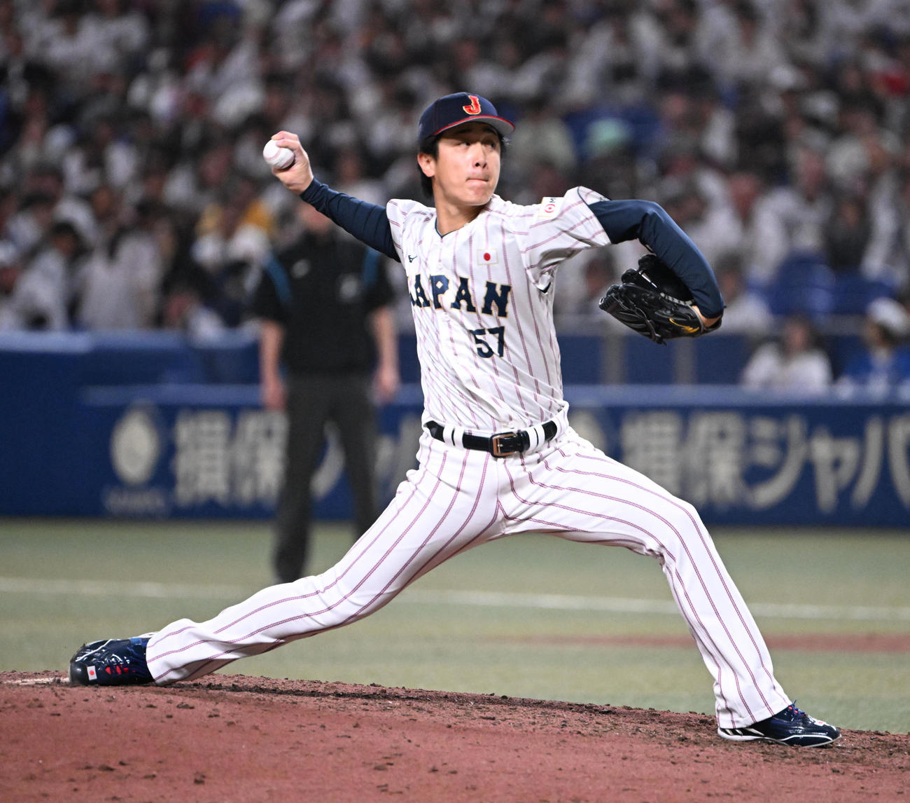 日本対チェコ　7回に登板する日本北山（撮影・和賀正仁）