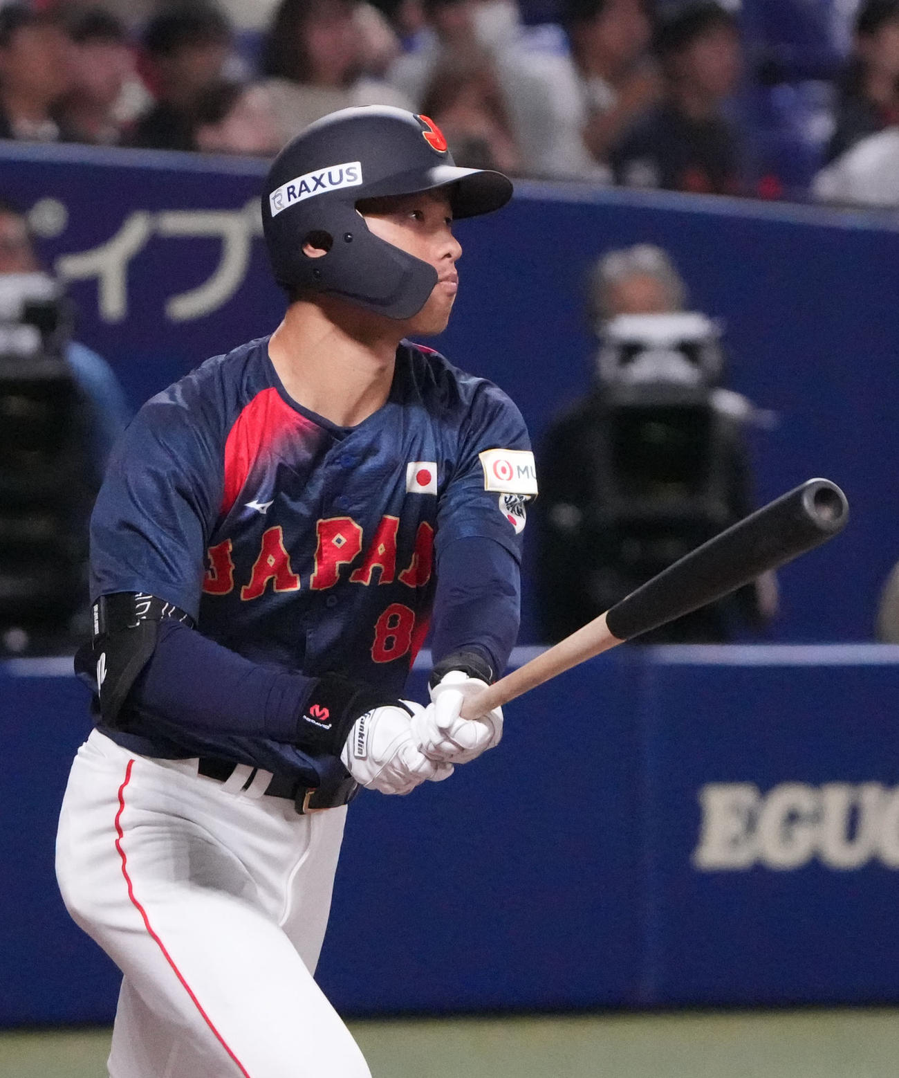 日本対チェコ　8回表日本1死二塁、右適時二塁打を放つ辰己（撮影・森本幸一）